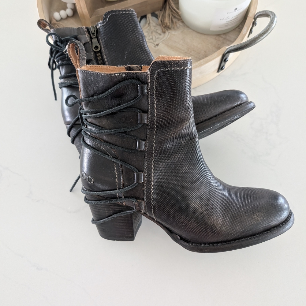 BED|STU Dark Brown Ankle Boots with Lace Detail - Picture 2 of 8